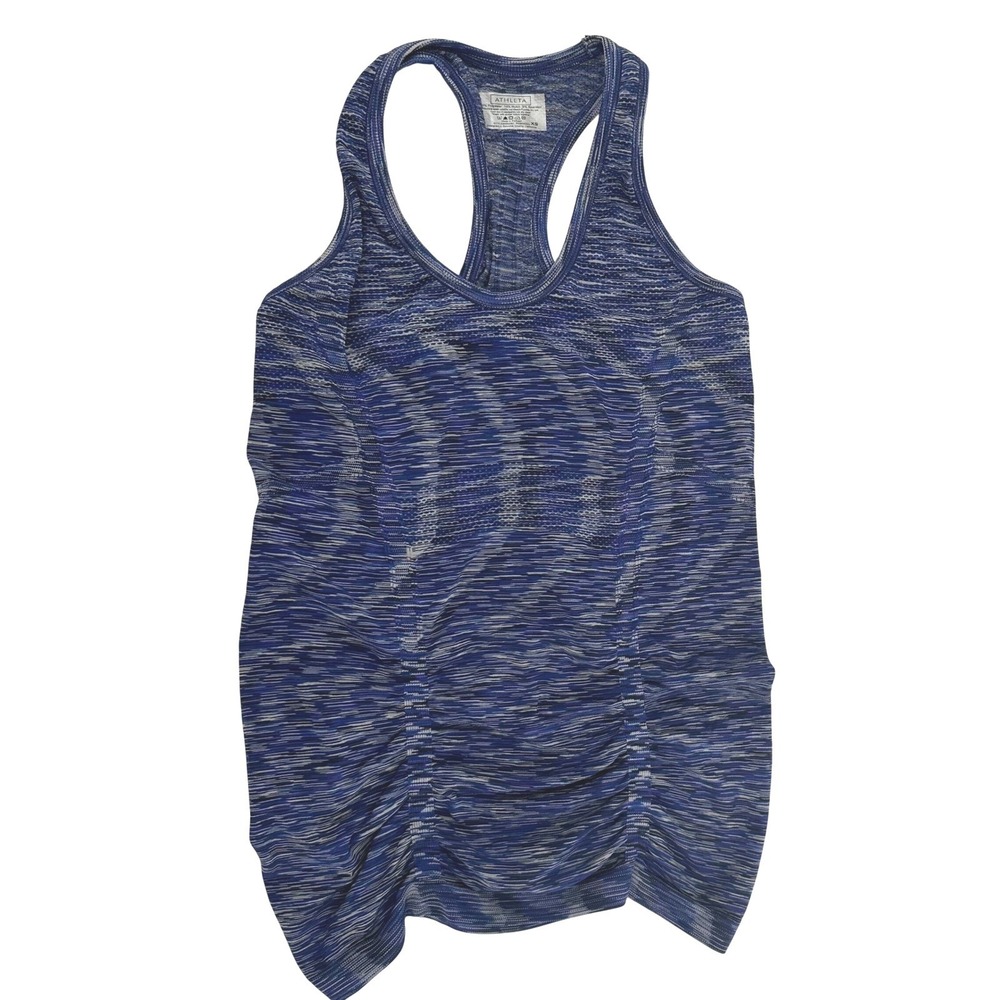 Athleta Racerback Tank Top Blue Heathered Ruched Athletic Workout‎ XS